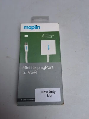 White Mini DisplayPort (Mini DP) to VGA Female Adaptor Cable Lead 15cm, 1080P HD - Image 1 of 2