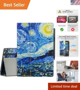 PU Leather Folio Case for Fire Max 11 Tablet - Adjustable Angles & Hand Strap - Picture 1 of 9