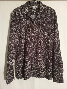 Zara-Black Gray Animal Print Textured Long Sleeve Button Shirt Top-LARGE - Picture 1 of 6
