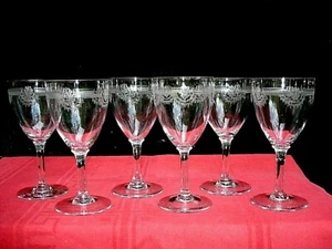 SAINT LOUIS MANON 6 WATER GLASSES WASSERGLÄSER VERRES A EAU CRISTAL GRAVE EMPIRE - Foto 1 di 6