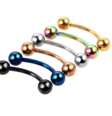 6mm 8mm 10mm 16g Curved Eyebrow Bar 4mm Ball Coloured Body Jewelry Ring barbell - Image 1 of 3