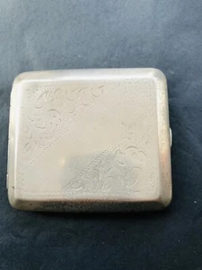 VTG Etched "SP" English Made Silver-Tone Cigarette Case (Res.)(I.42/BB4/7) - Picture 1 of 11