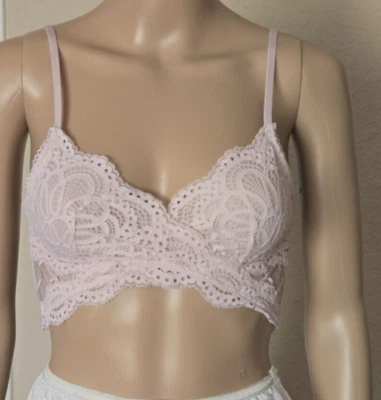 Bralette de encaje envolvente sintético Victorias Secret Dream Angels inalámbrico rosa talla S Foto 1 de 4