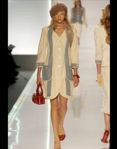 CHRISTIAN DIOR 2005 GALLIANO ALBICOCCA BOUCLE ABITO CAPPOTTO FR 38 UK 8 10