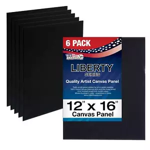 12 X 16 inch Black Professional Artist Quality Acid Free Canvas Panels 6-Pack - Picture 1 of 5