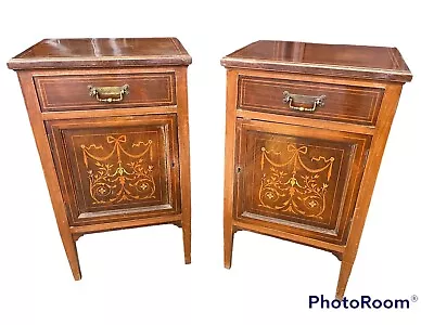 Pair Of Nightstands English Beginning XIX Century Wood Nut And Maple Signed • 971.14$