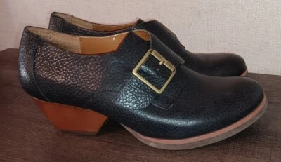 Botín KORKS Kork-Ease Talla 8.5 Cuero Negro Botín Hebilla Correa Tacón Bloque Foto 1 de 4