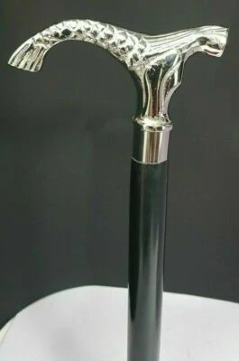 Testa Sirena Manico Nautico Argento Bastone da Passeggio Asta in Legno Baston... - Immagine 1 di 4