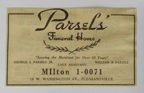 1959 Parsels Funeral Home Advertisement Pleasantville, NJ | eBay