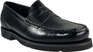 ROCKPORT DAILY RITUAL PENNY MEN'S BLACK LEATHER PENNY LOAFER SHOES, V82323 - Picture 1 of 8