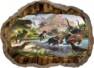 Dinosaurs 3D Smashed Wall Sticker Poster Decal Mural 984 - Picture 1 of 1