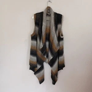 Bass Striped Wool Blend Draped Sleeveless Sweater Vest, Size L - Picture 1 of 8