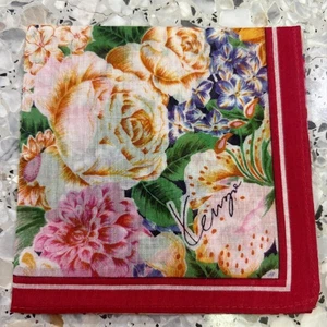 ART VTG BLOSSOM BLOOMING PINK FLORA HANKY WOMAN POCKET SQUARE COTTON 17" #W272 - Picture 1 of 3
