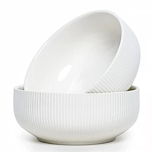 Salad Bowl, 8 inch 60 oz Large Serving 2 Packs Ceramic Bowl Set, Microwave & ... - Picture 1 of 6