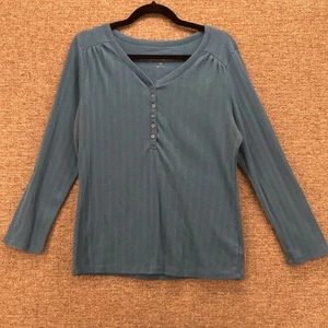 Y2K Henley Top XL BOHO Rippstrick bequem Freizeit ALT ASO Bella Swan Elena Gilbert - Bild 1 von 14