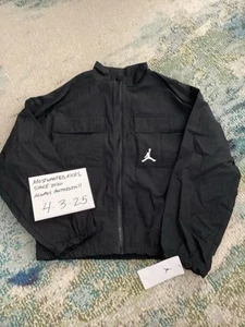 NWT Nike Air Jordan Big Kids Girls Jumpman Black Woven Taping Jacket Sz L FRESHP - Picture 1 of 5