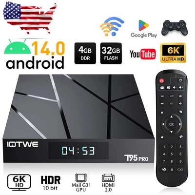 Actualizado 2025 T95 Plus Smart Android 14 TV Box Cuatro Núcleos 6K 4K HD Stream Player - Imagen 1 de 4