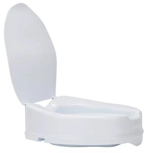 Toilettensitzerhöhung 10 cm mit Deckel WC Sitz Erhöhung rutschfest Medical Weiß - Bild 1 von 9
