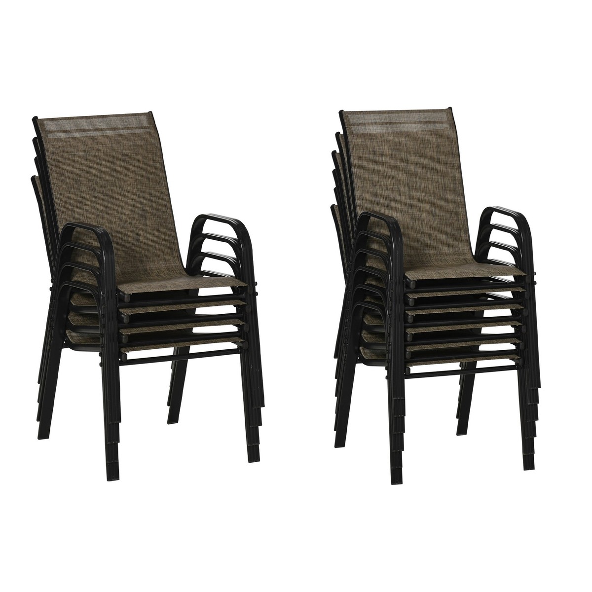 Set Giardino Polipropilene Rattan - Tavolo 150x90cm + 6 Sedie, Marrone - Foto 12