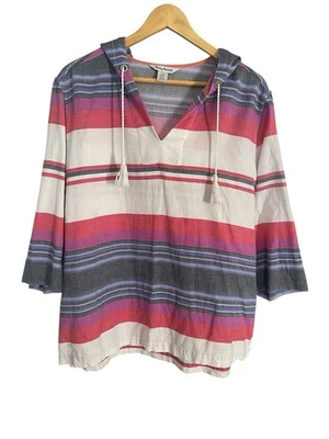 Pullover boho playero TOMMY BAHAMA para mujer LG Rainfall Stripe Baja lino Foto 1 de 4