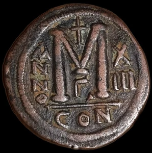 Monnzie Bizantine Follis Justinien - Imagen 1 de 2