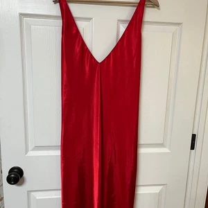 Fredericks of Hollywood Red V Neck Spaghetti Strap Slip Dress PJ Size 3X - Picture 1 of 8