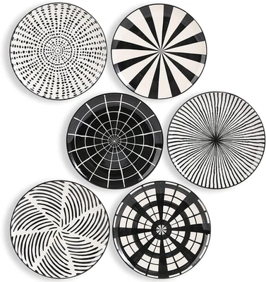 Platos de postre de cerámica de 8 pulgadas - Juego de 6 platos de aperitivo para ensalada - Japonés moderno Foto 1 de 4