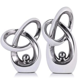 White Silver Modern Abstract Art Home Accent, Statues Coffee Table Decor, Tab... - Bild 1 von 6