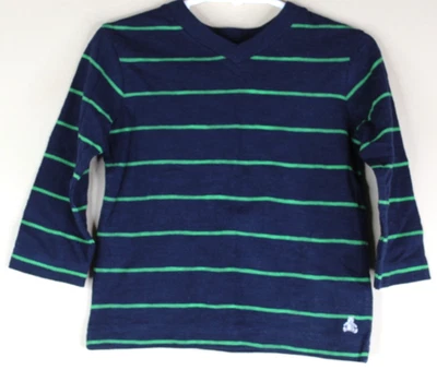 Camisa Baby Gap Niños Manga Larga Cuello en V Rayas Verde Marino Talla 12-18 Meses Foto 1 de 4