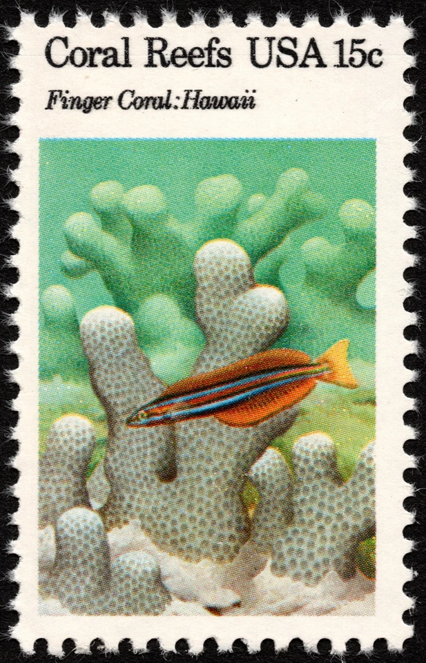 US Stamp Scott # 1830 Mint NH - 15 Cents Finger Coral Hawaii Coral Reefs Series - Image 1 of 1