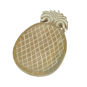 12 Inch Hand Carved Pineapple Wooden Serving Tray Decorative Serveware Platter - Picture 1 of 5