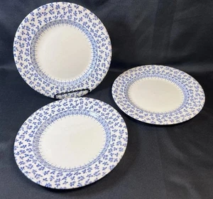 Vintage Set 3 English Ironstone Provence Blue Chintz Bread Dessert Plates 6.75" - Picture 1 of 16