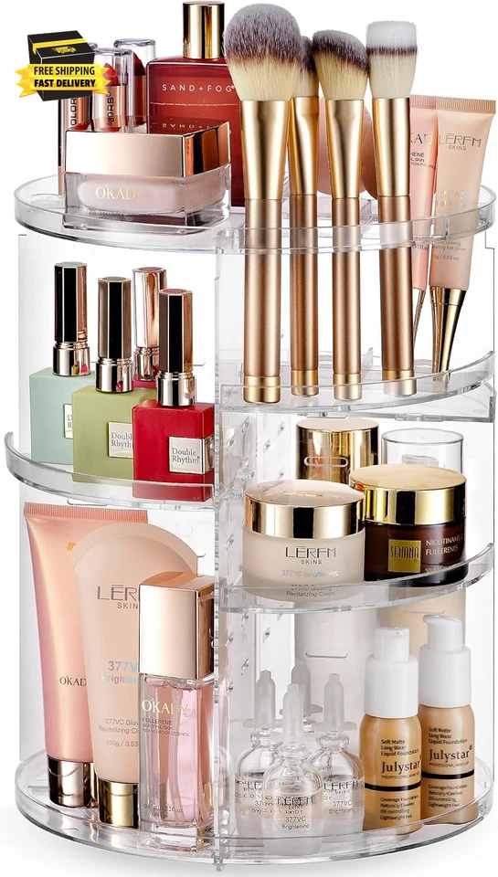 Encimera organizadora de maquillaje giratoria 360 - Altura de estante ajustable - la perfecta Foto 1 de 4