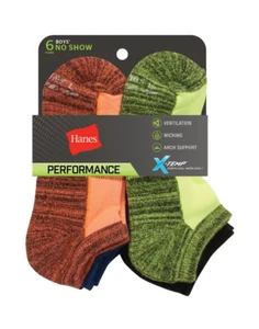 Hanes® Boy's NO SHOW socks 6 Pack " ARCH SUPPORT~X-TEMP~PERFORMANCE" - Picture 1 of 7