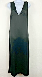 ZARA NWT Black Satin Maxi Dress XS Empire Waist Deep V Pockets Elegant Classy - Picture 1 of 10