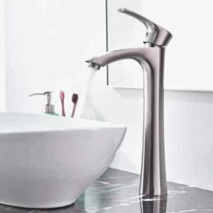 KINGO HOME Modern Single Handle Tall Faucet Sink Brushed Nickel Vanity Bathroom - Picture 1 of 3