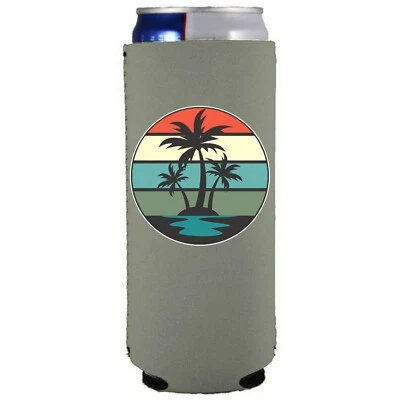 Retro Palm Trees Slim Can Coolie; Compatible with Ultra - Imagem 1 de 4