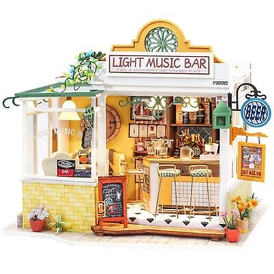 Rolife Light Music Bar DIY Wooden Miniature Dollhouse Handmade Gift Doll House • 24.99$
