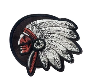 Indian Head Embroidered sew on Patch 4 3/4 x 4 inch - Picture 1 of 3