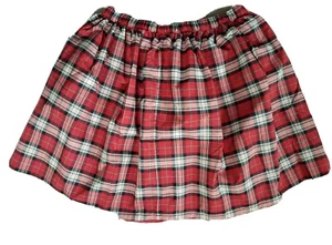 Lands End Girls Size Large 14 Red Tartan Plaid Taffeta Skirt Lined Elastic Waist - Picture 1 of 6