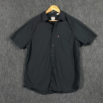 Levi’s Mens Button Up Shirt Black Standard Fit Short Sleeve Pocket Logo Large - Image 1 of 4