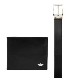 FOSSIL Ryan Large Coin Pocket & Belt Gift Set Geldbörse Gürtel Black Schwarz - Bild 1 von 4