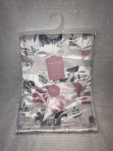 Girls Pink White Reversible Baby Blanket Lovey Safari Animals Elephants Jungle - Picture 1 of 7