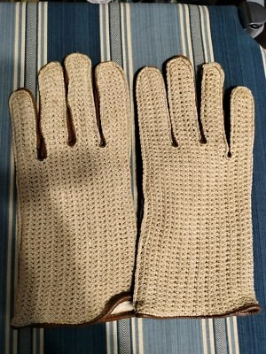 Guantes de conducción de cuero real vintage British Canda talla M marrón, algodón ganchillo  Foto 1 de 4