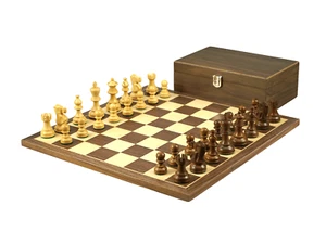 Wooden Chess Set Walnut Board 16" Weighted Sheesham Classic Staunton Pieces 3" - Picture 1 of 9