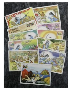 India  2017 Ramayana Hindu Mythology Art Paintings Maximum Cards 11v  MNH - Picture 1 of 4