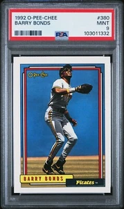 PSA 9 MINT 1992 O-PEE-CHEE OPC BARRY BONDS #380 PIRATES GIANTS 11332 B288 - Foto 1 di 2