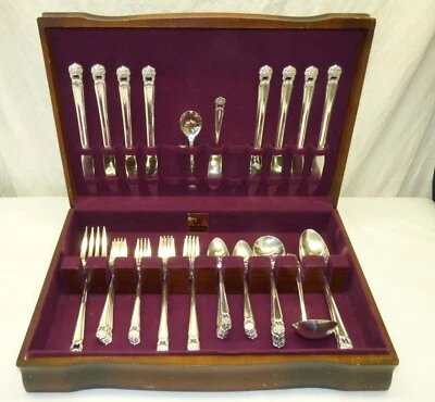 55 Pc Eternally Yours 1847 Rogers Silver Plate Flatware Set Service for 8 Chest - Image 1 of 4