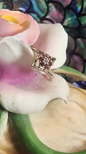 Space Age Modernist Ruby Garnet & Diamond Ring 10K Solid Gold Size 6.75 Marquis - Picture 1 of 10