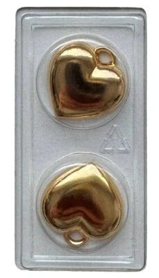 Buttons Hearts 24K Gold Plated Shank 2-Pack  3/4"  20MM Vintage Dill No. 1684 - Image 1 of 4